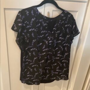 Floral Black and Purple Women's Top Fortune & Ivy